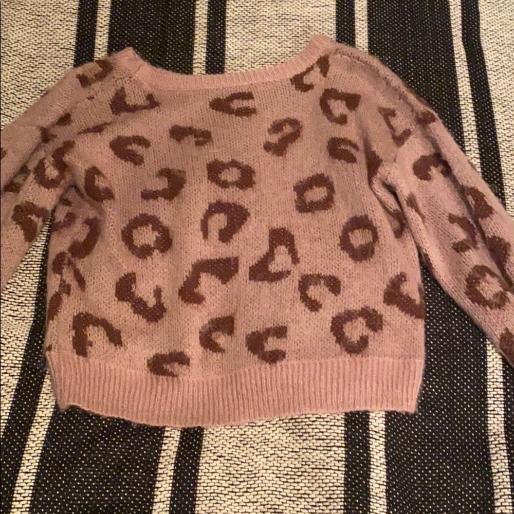 Love Blush Pink Leopard Print Knit Sweater